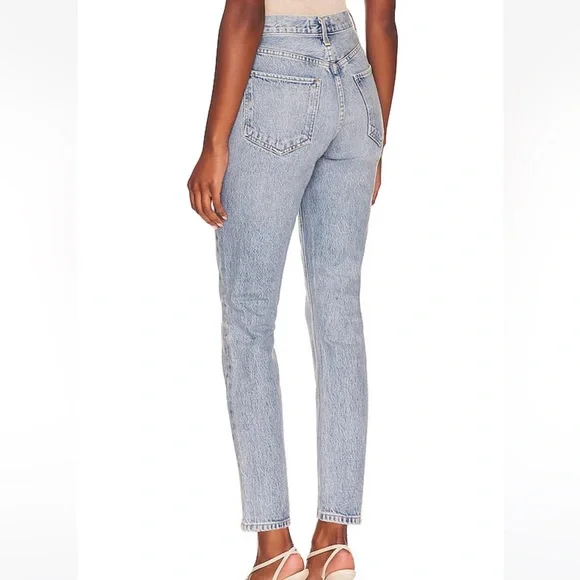 AGOLDE- Riley High Rise Straight Crop in Renewal Denim Button Fly